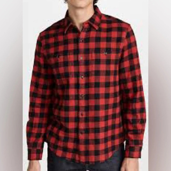 Alex Mill Buffalo Plaid Flannel Work Shirt in Red & Black - Size Small - Picture 1 of 9